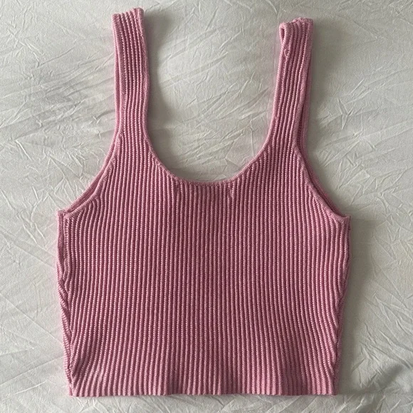 Pink Ribbed Knit Tank - Picture 3 of 4